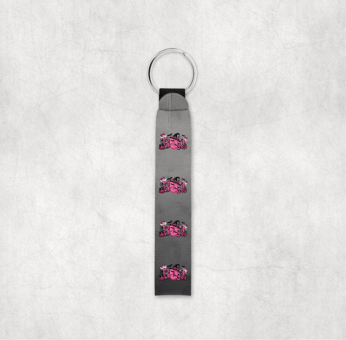 Pink BOO Halloween Wristlet Keychain