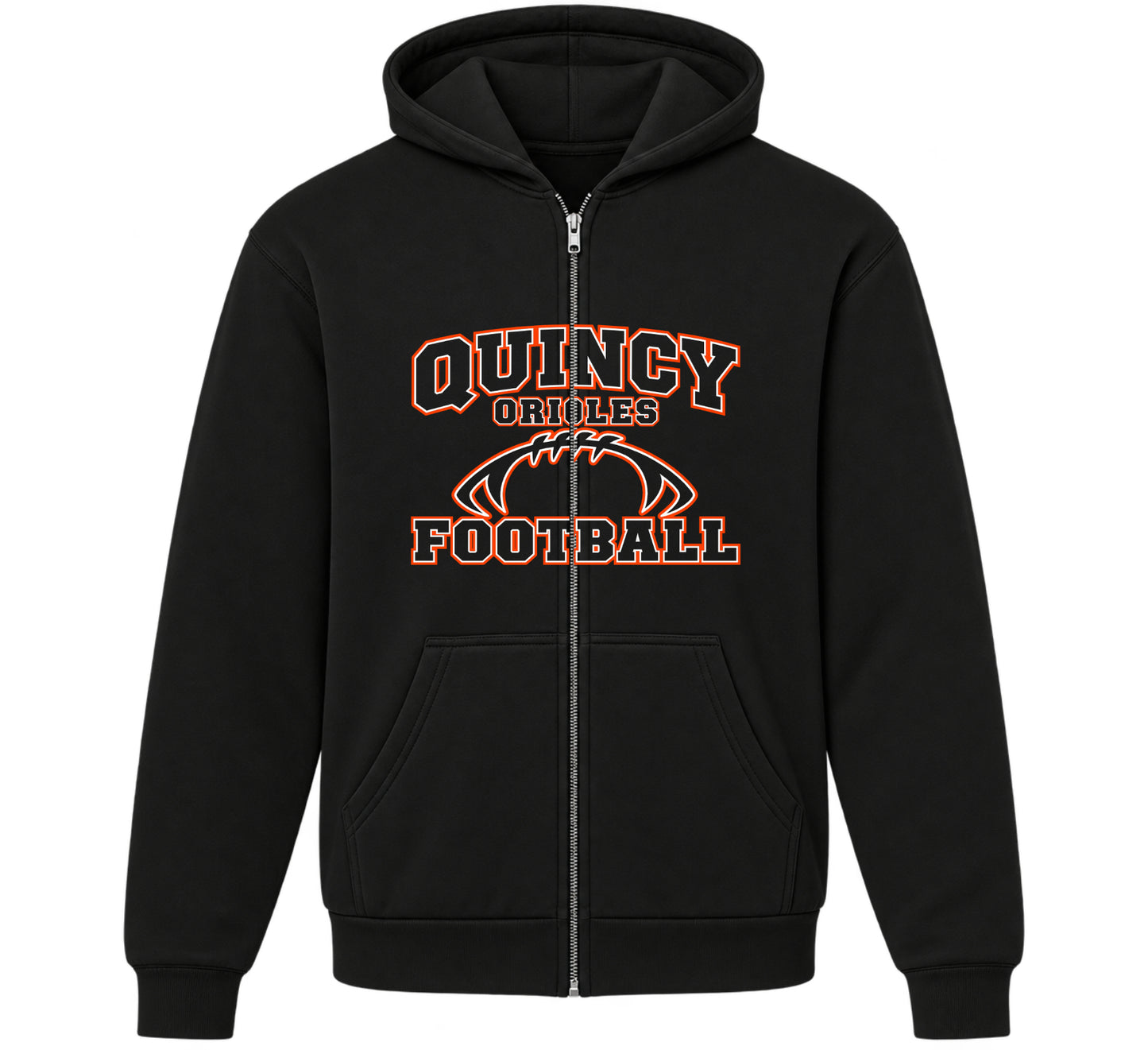 Quincy Orioles Football Outline Zip up Hoodie