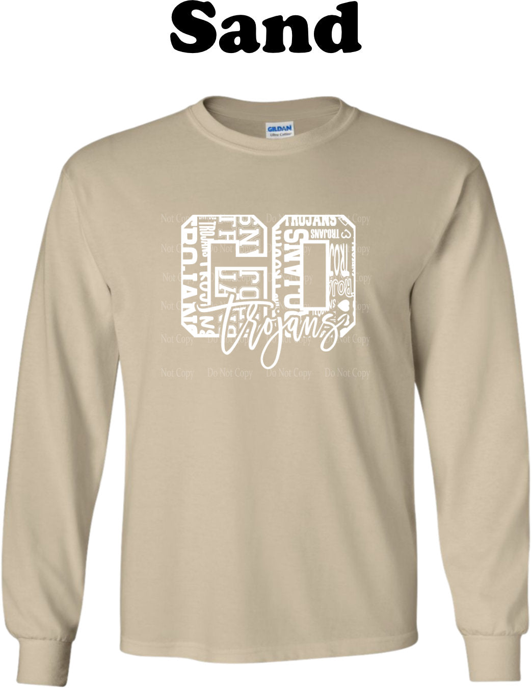 Go Trojans White Typography Long Sleeve