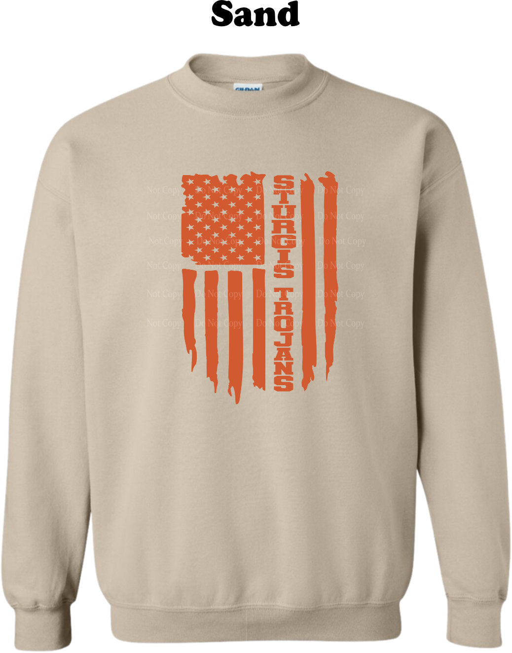 Sturgis Trojans Orange American Flag Crew Sweatshirt