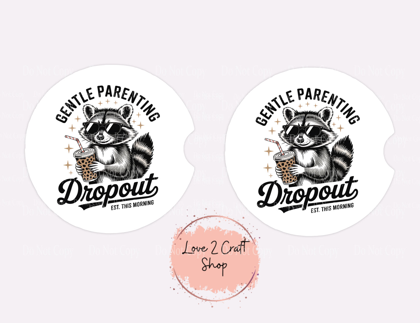 Raccoon Gentle Parenting Car Coasters