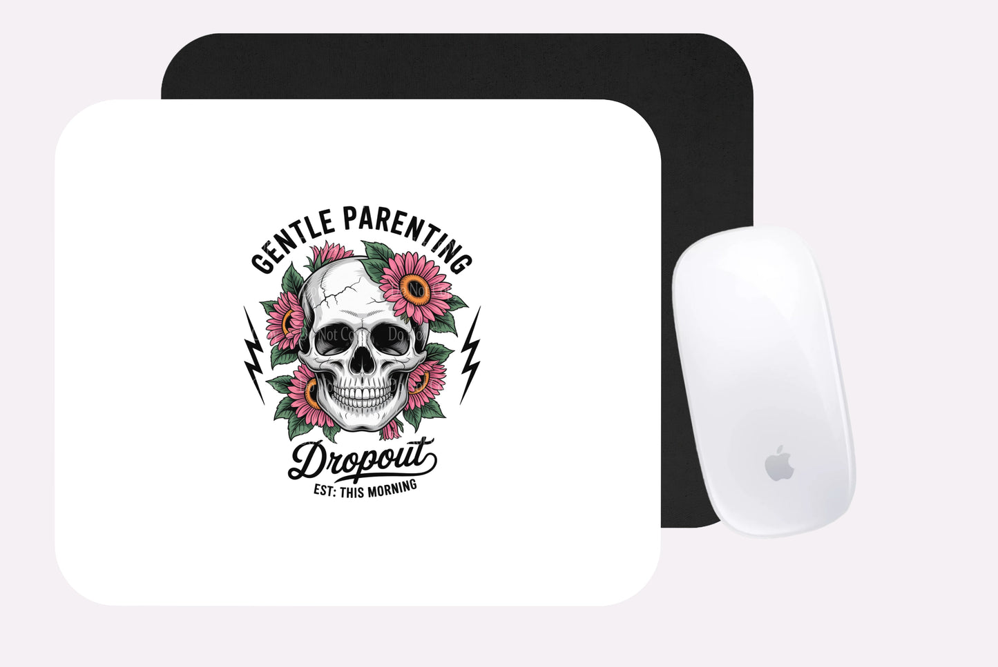 Skull Gentle Parenting with flowers Mouse Pad 7.5" x 9"
