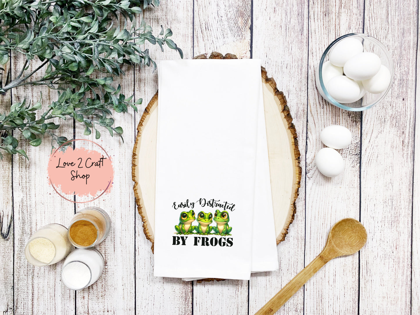 Easily distracted by Frogs Tea Towel