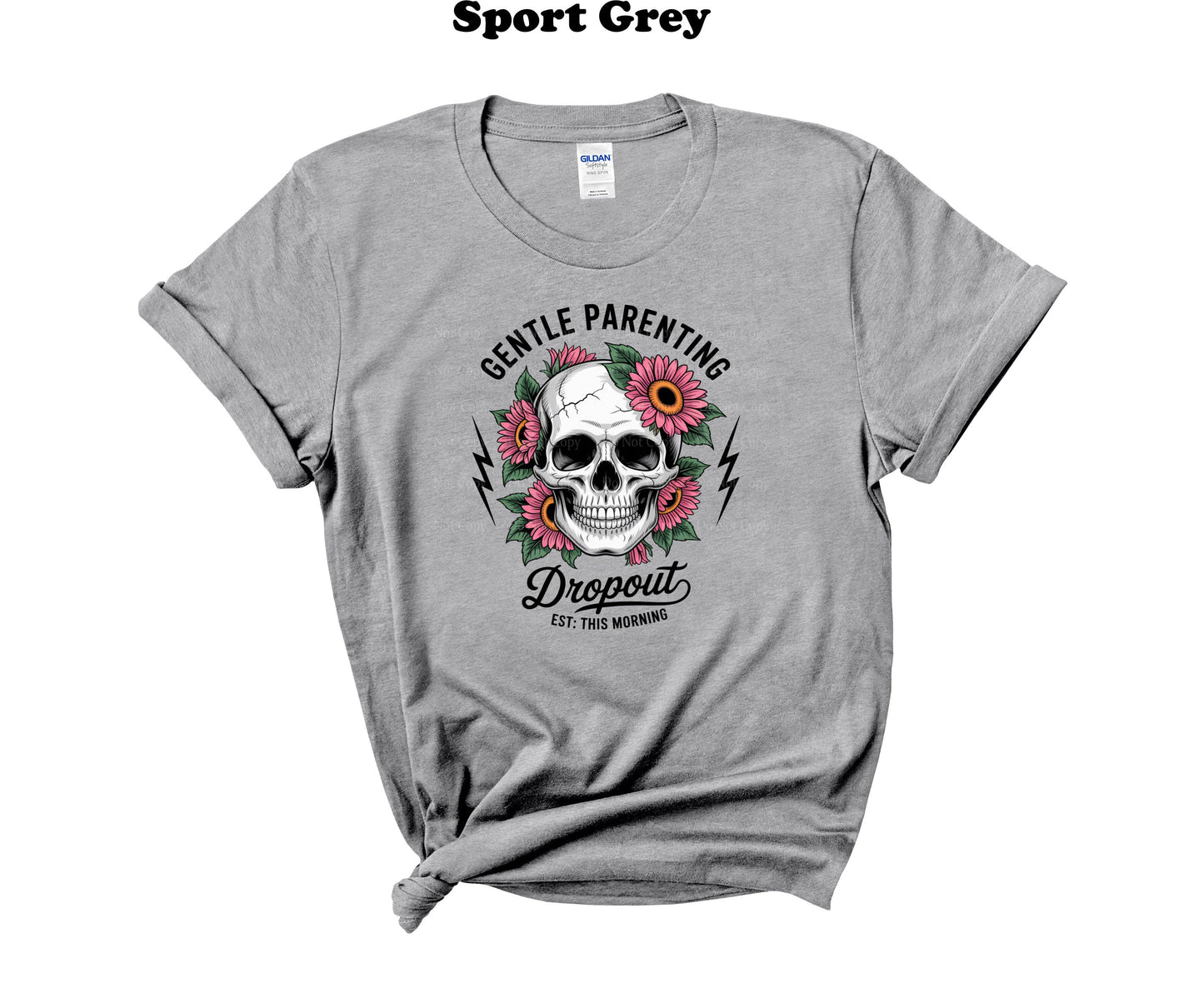 Skull Gentle Parenting with flowers T-Shirt