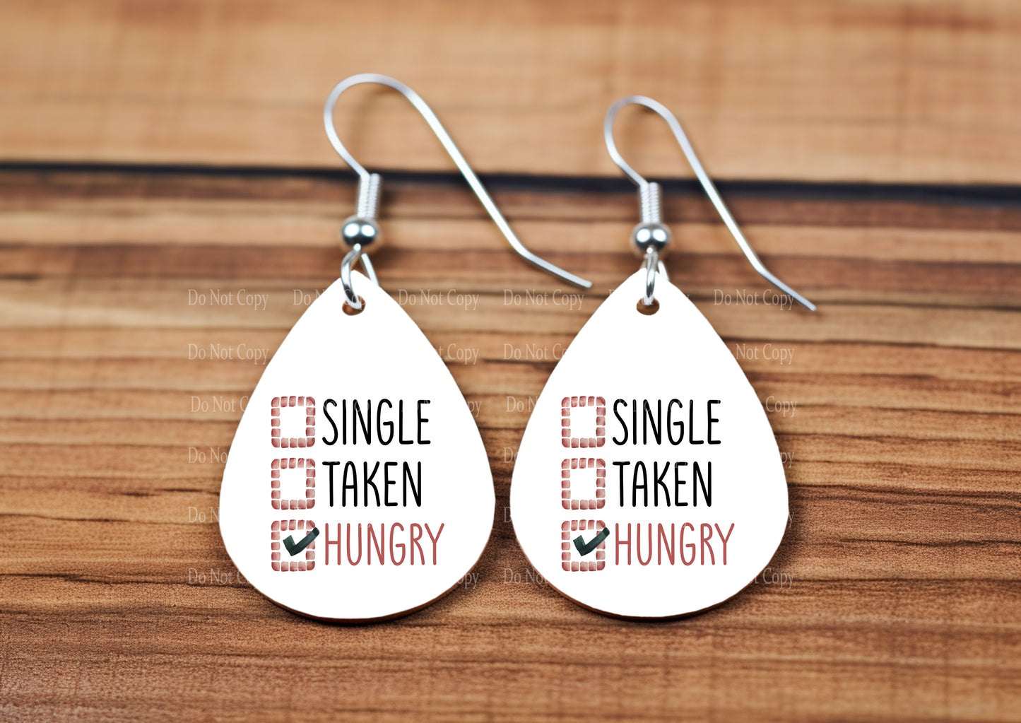 Single Taken Hungry teardrop earrings