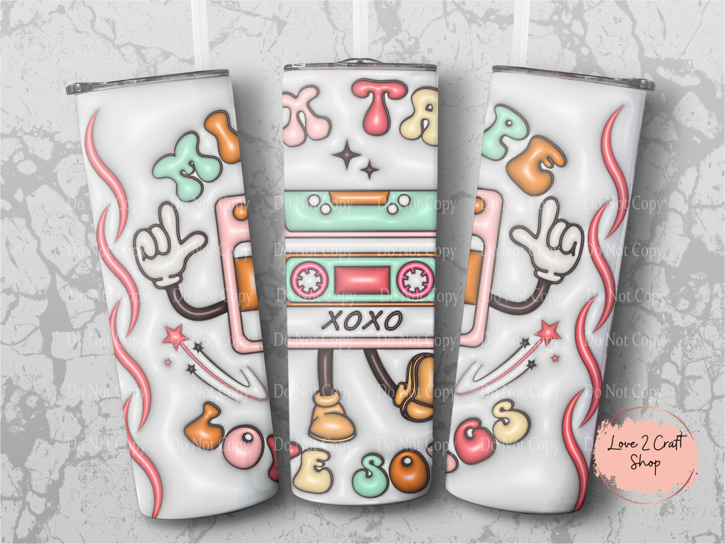 Mix Tape Love Songs 3D inflated Tumbler