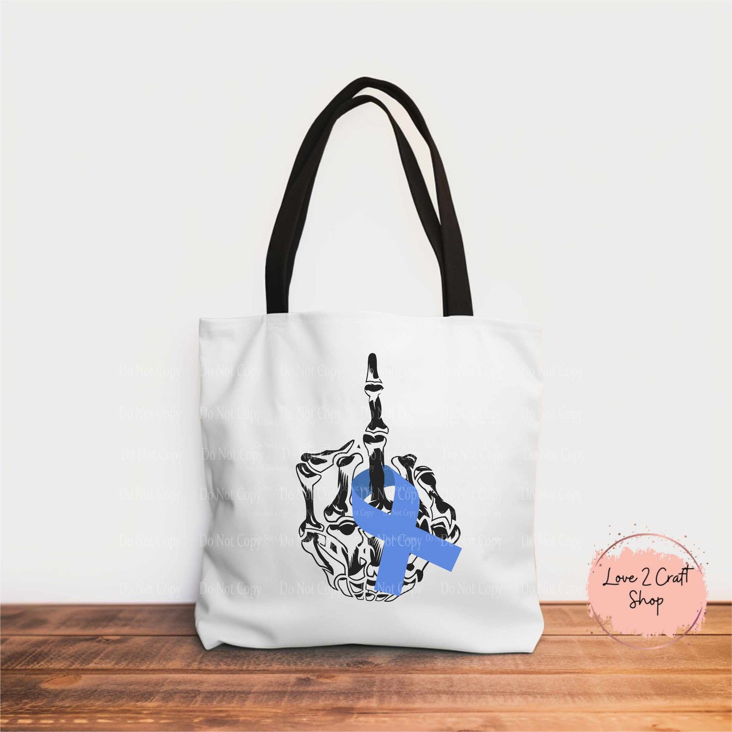 Colon Cancer Skeleton Hand Middle Finger 18.5" Tote