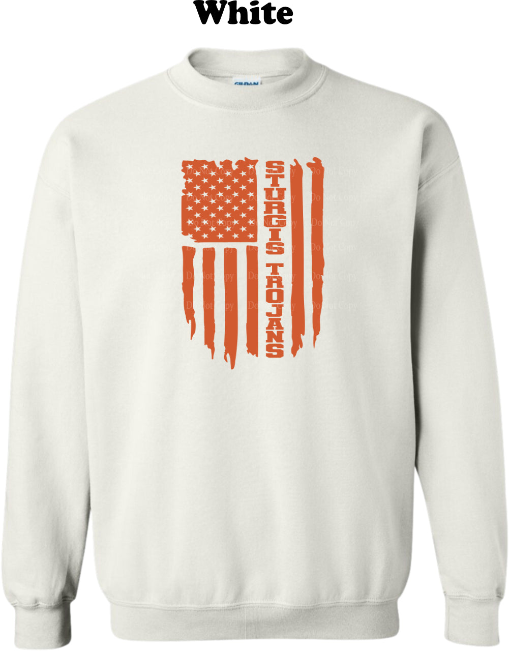 Sturgis Trojans Orange American Flag Crew Sweatshirt