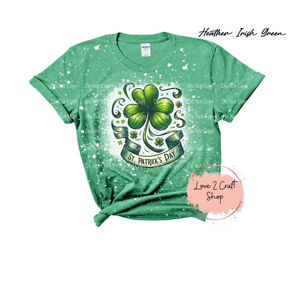 Four leaf clover with Happy St. Patrick's Day Bleached T-Shirt