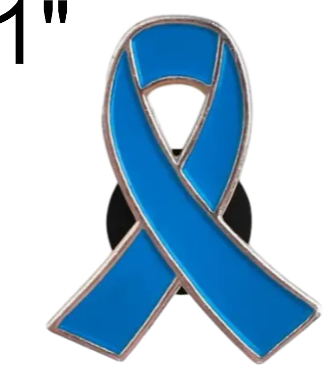 Colon Cancer Awareness blue ribbon Metal 1" Pin
