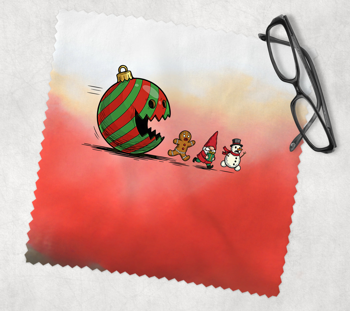 Christmas Ornament Ball funny Gnome Eyeglass Cleaning cloth 5" x 5"