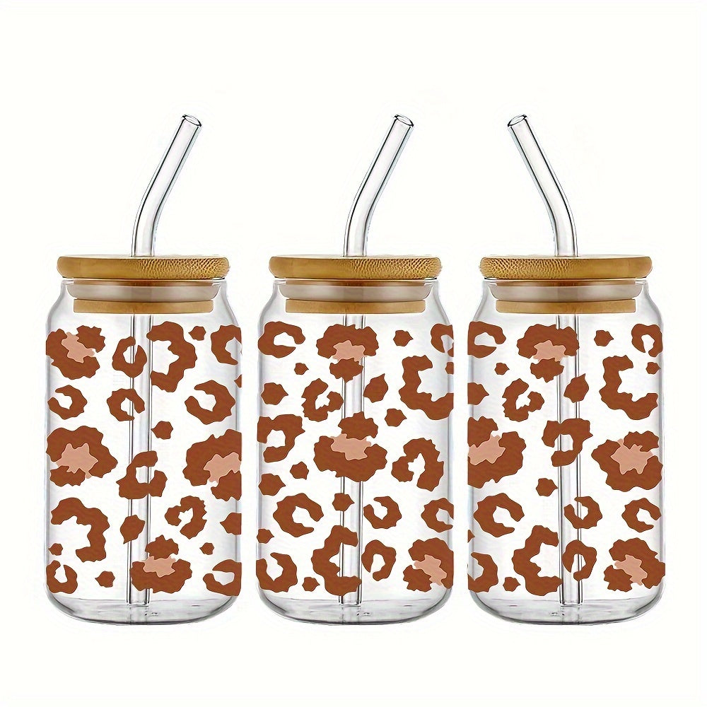 Leopard Print Cold Brew Glass tumbler - 16 oz