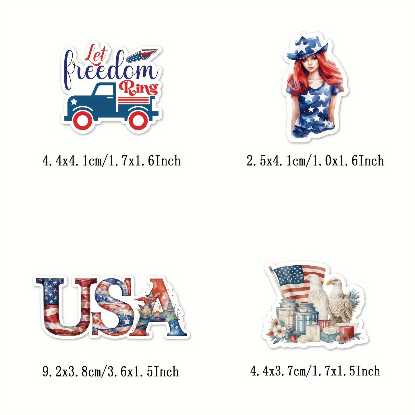 Patriotic 4th of July themed assorted Stickers - Random Selection