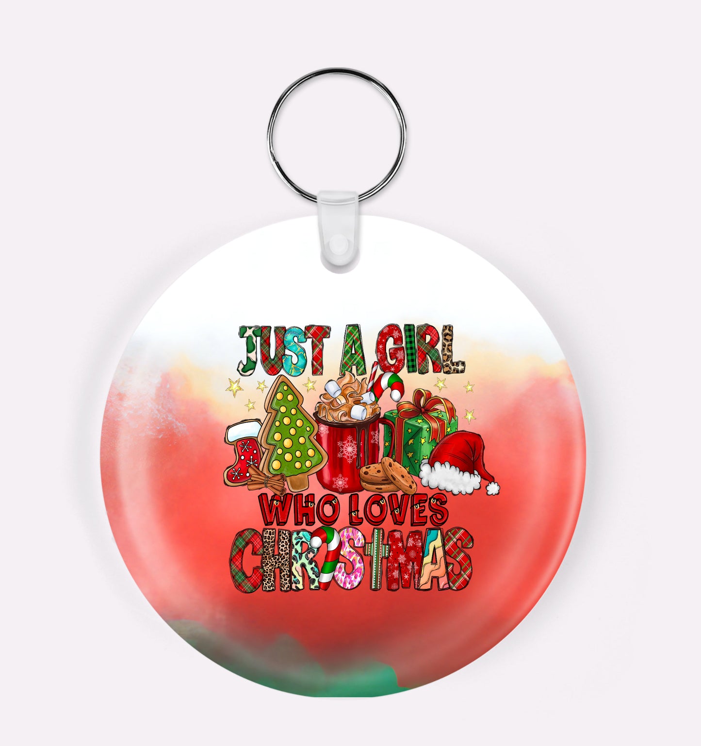 Just a Girl who loves Christmas Acrylic Round Key chain