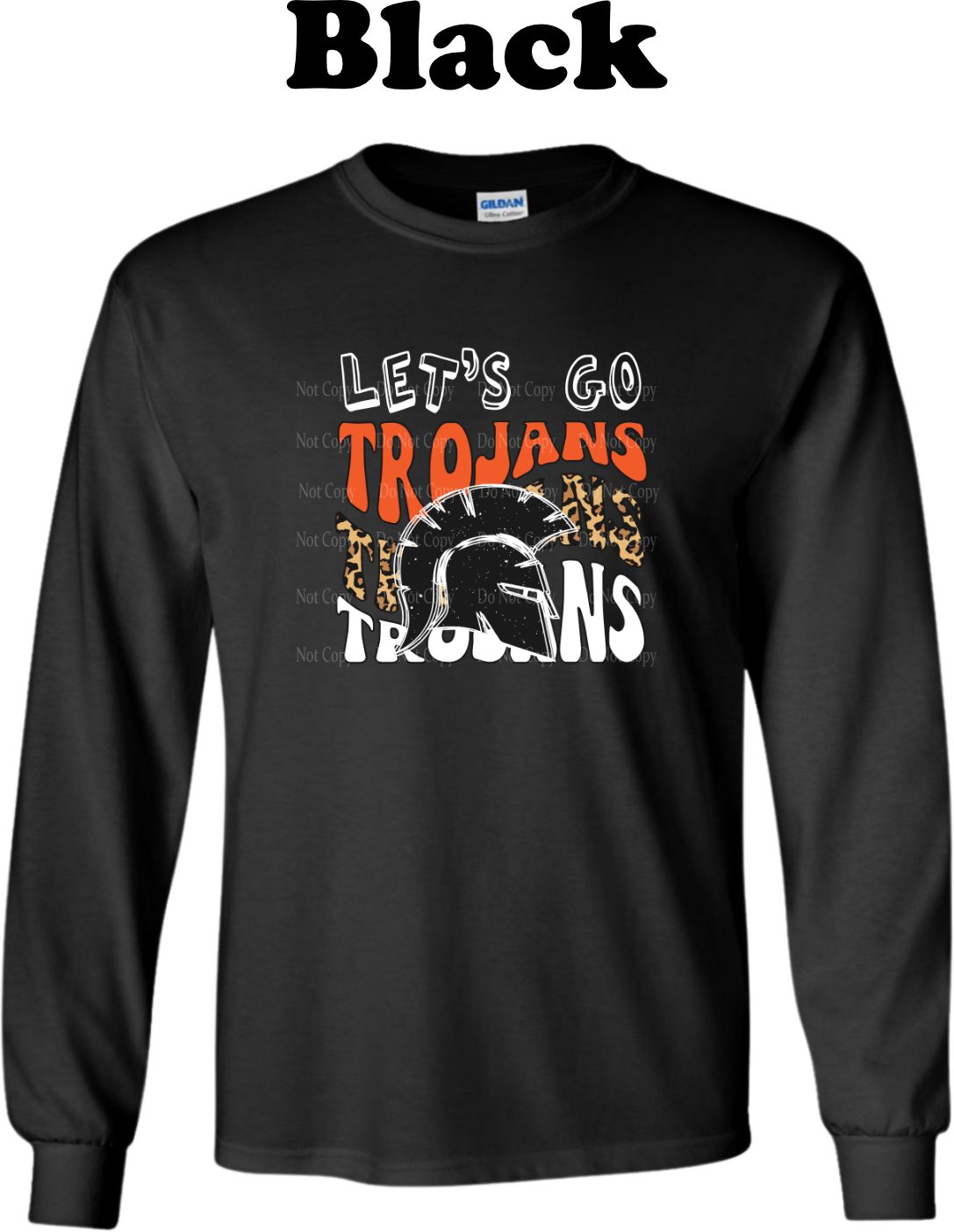 Let's Go Trojans School Spirit Leopard print Long Sleeve