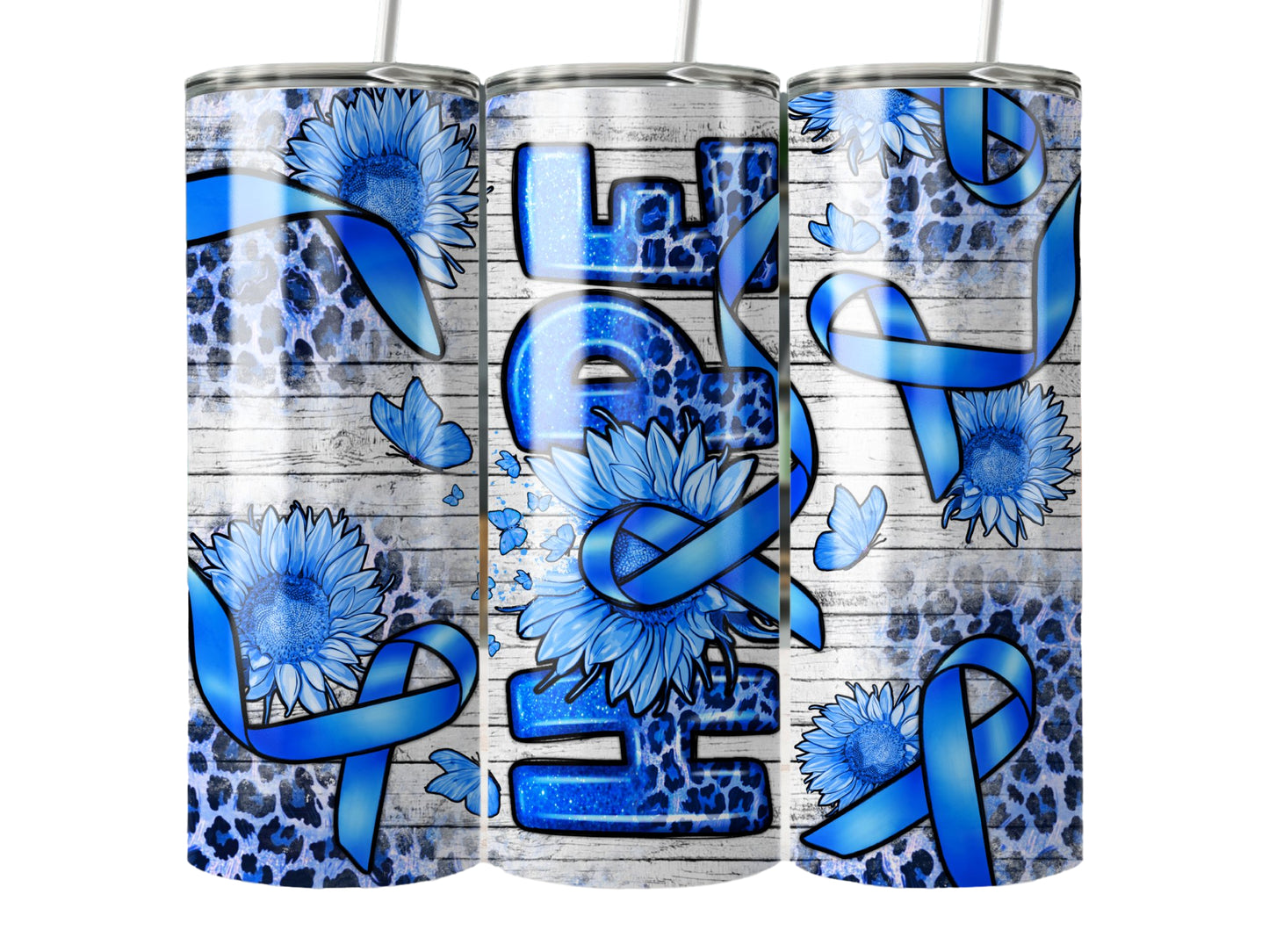 Colon Cancer Awareness Hope Blue ribbon Tumbler