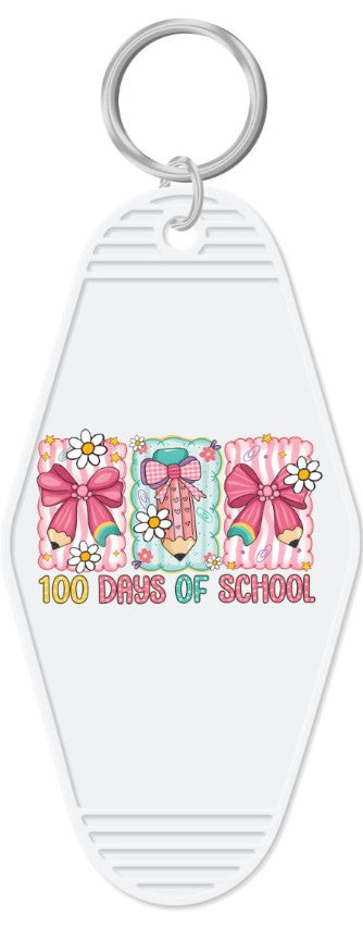 100 Days of School Coquette with daisies Motel Key Chain