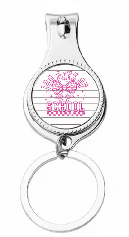 100 Days of School Pink Coquette Outline nail clippers keychain