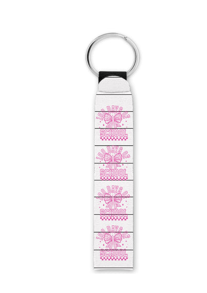 100 Days of School Pink Coquette Outline wristlet keychain
