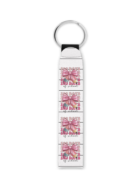 100 Days of School Stacked Coquette Pencil wristlet keychain
