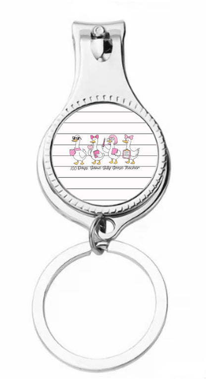 100 Days Same Silly Goose Teacher nail clippers keychain