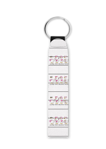100 Days Same Silly Goose Teacher wristlet keychain