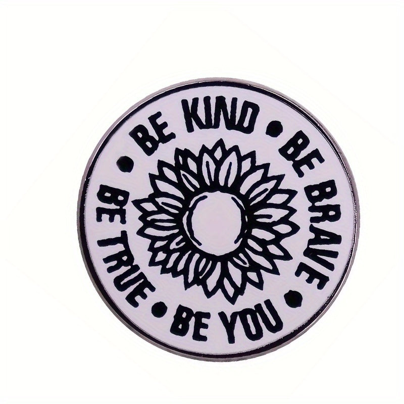 Vintage-Inspired 'Be Kind, Be True' Sunflower Enamel Pin - Inspirational Quote