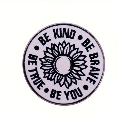 Vintage-Inspired 'Be Kind, Be True' Sunflower Enamel Pin - Inspirational Quote