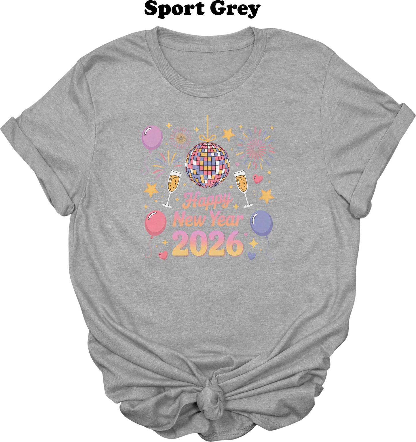 2026 Happy New Year with Disco Ball Coquette Tee