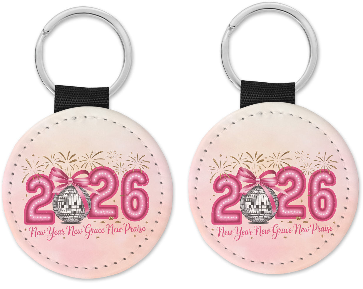 2026 New year New Grace New Praise Round Sparkly Key Chain