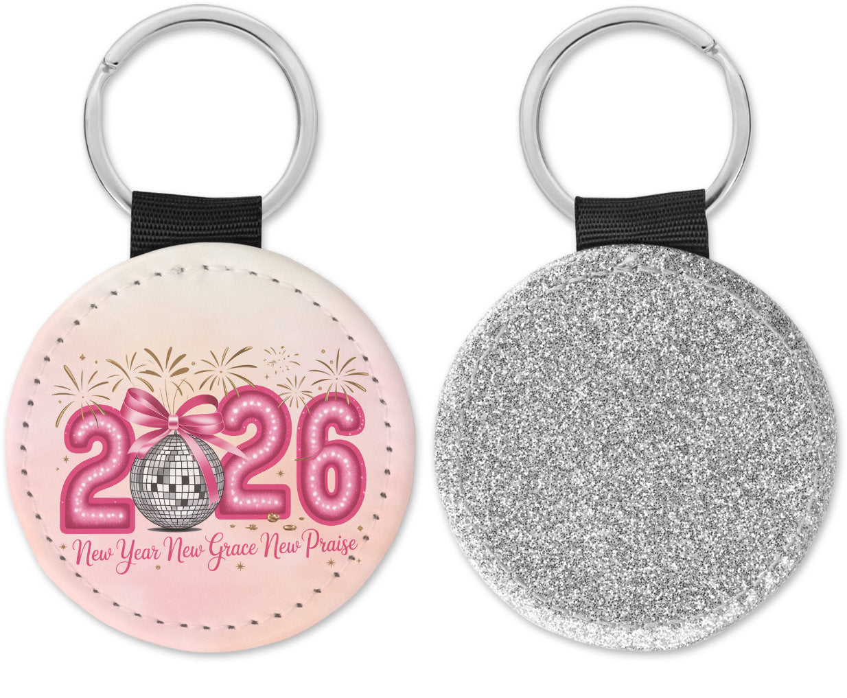 2026 New year New Grace New Praise Round Sparkly Key Chain