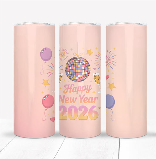 2026 Happy New Year with Disco Ball Tumbler