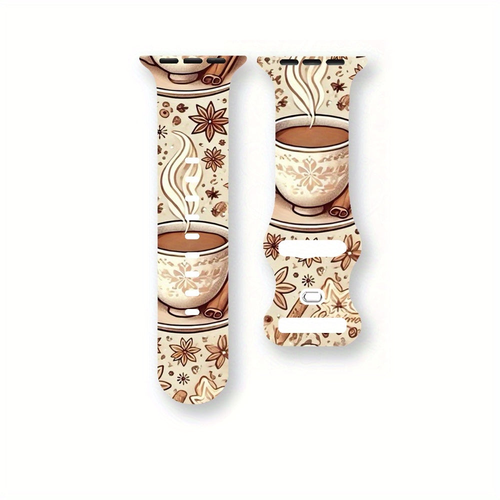 Soft Silicone Band for Apple Watch, Coffee Cup Design