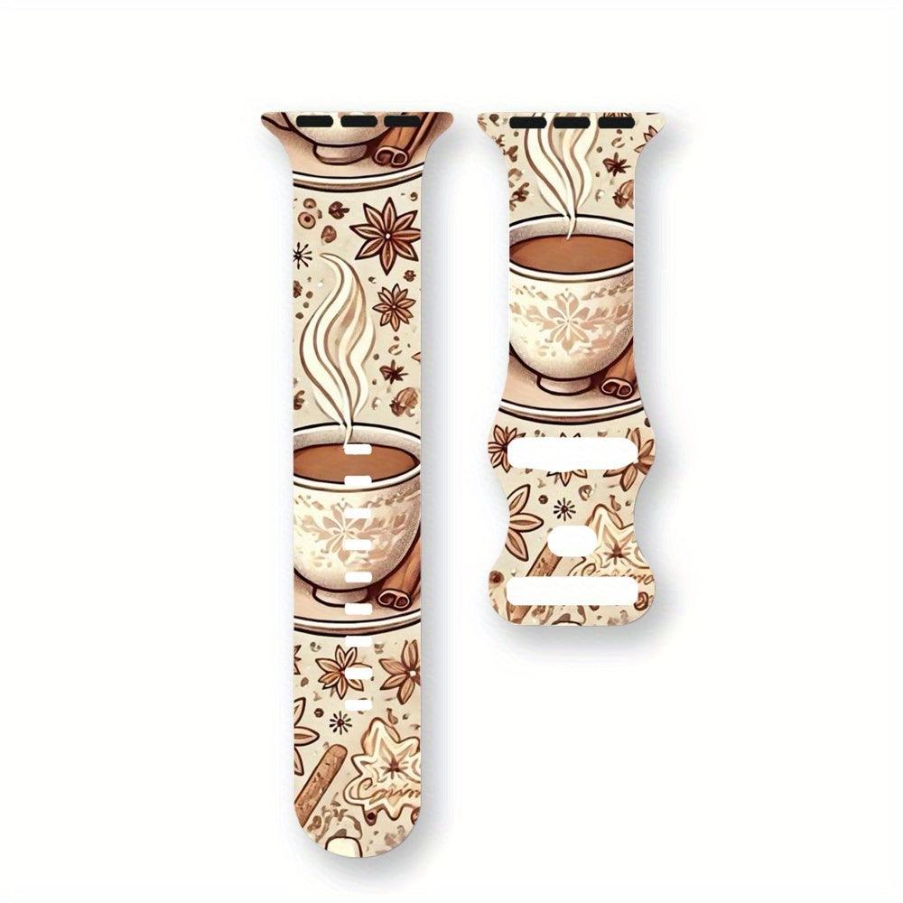 Soft Silicone Band for Apple Watch, Coffee Cup Design