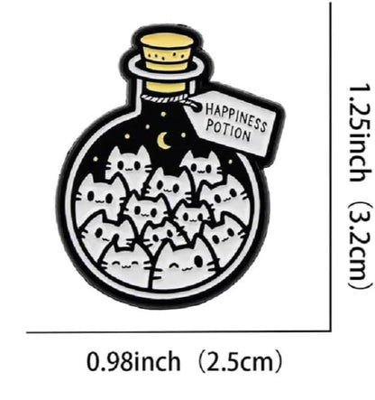 Cats Happiness Potion Bottle Pin