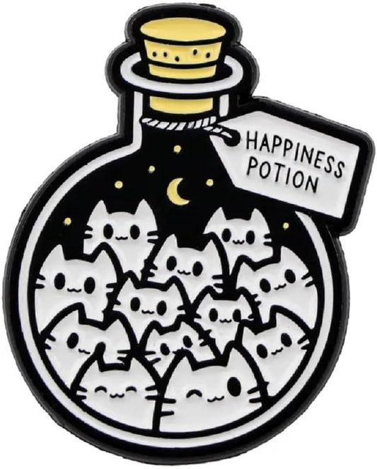 Cats Happiness Potion Bottle Pin