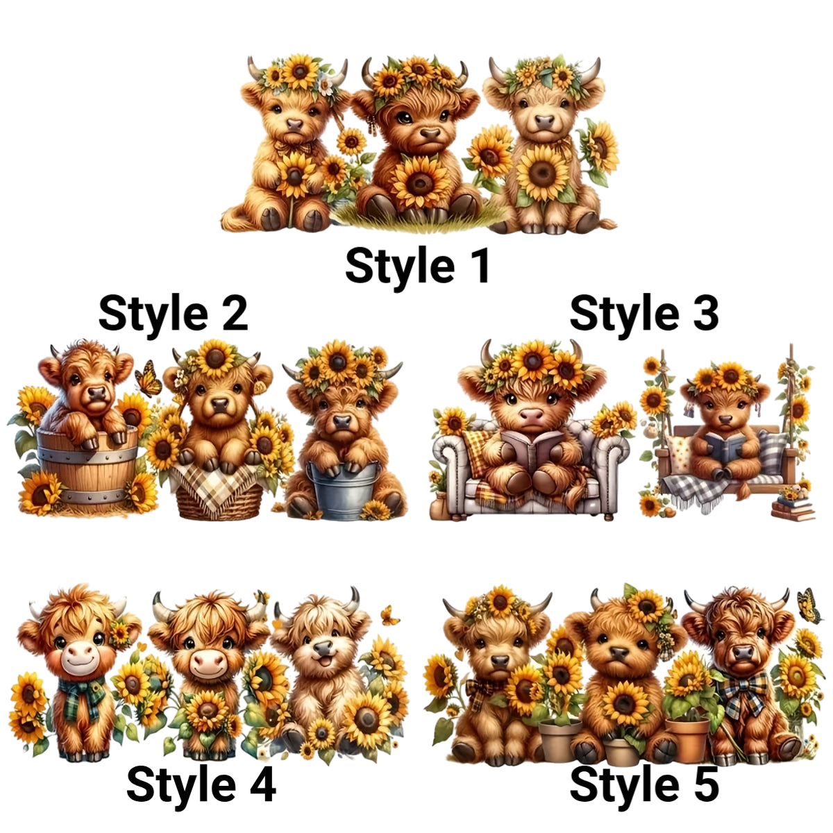 Highland Cow Cold Brew Glass Tumblers - 5 Styles