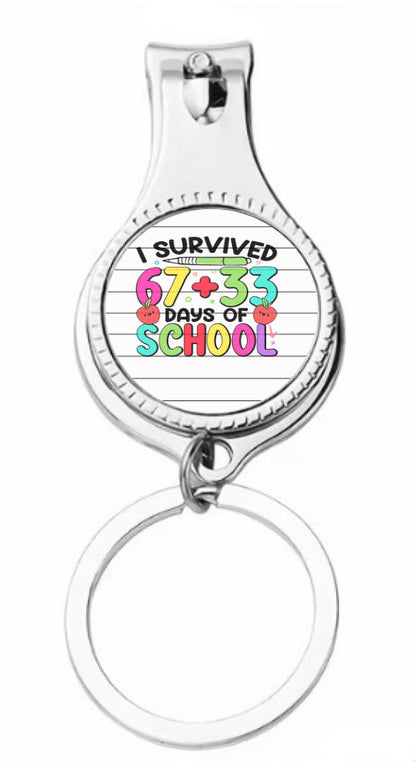 67 I Survived 100 Days of School nail clippers keychain