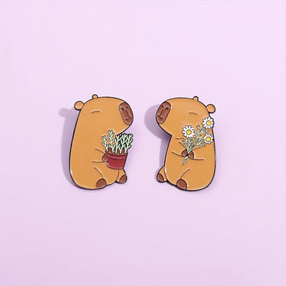 Capybara with Potted Plants or Capybara with Flowers pin
