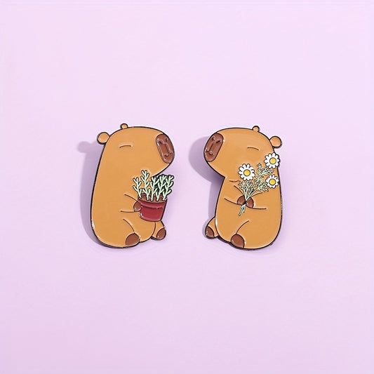 Capybara with Potted Plants or Capybara with Flowers pin