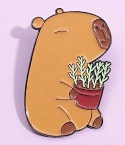 Capybara with Potted Plants or Capybara with Flowers pin