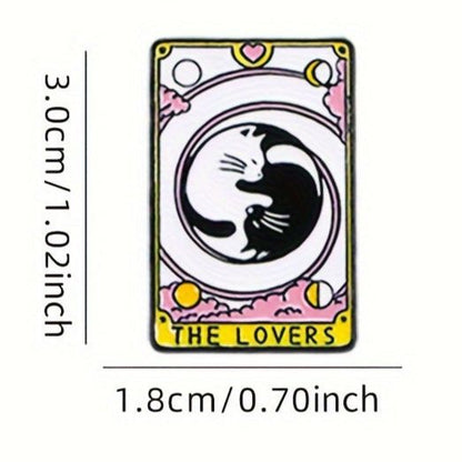 Cat Tarot card pins - The World, Ace of Paws, The Moon & The Lovers
