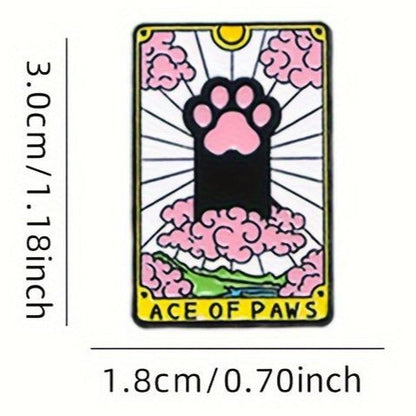 Cat Tarot card pins - The World, Ace of Paws, The Moon & The Lovers