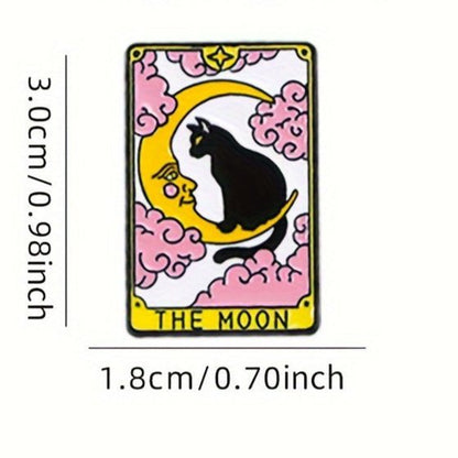 Cat Tarot card pins - The World, Ace of Paws, The Moon & The Lovers