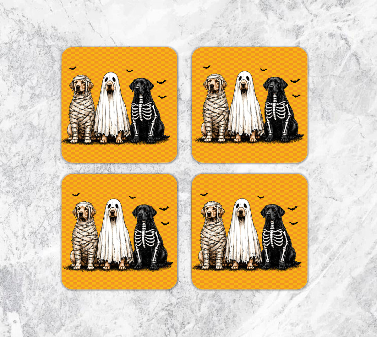 Adorable spooky halloween dogs Coasters Square