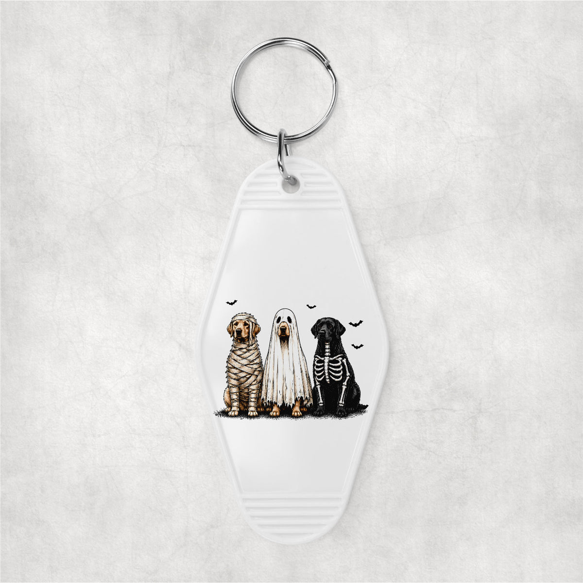 Adorable spooky halloween dogs Motel Keychain white