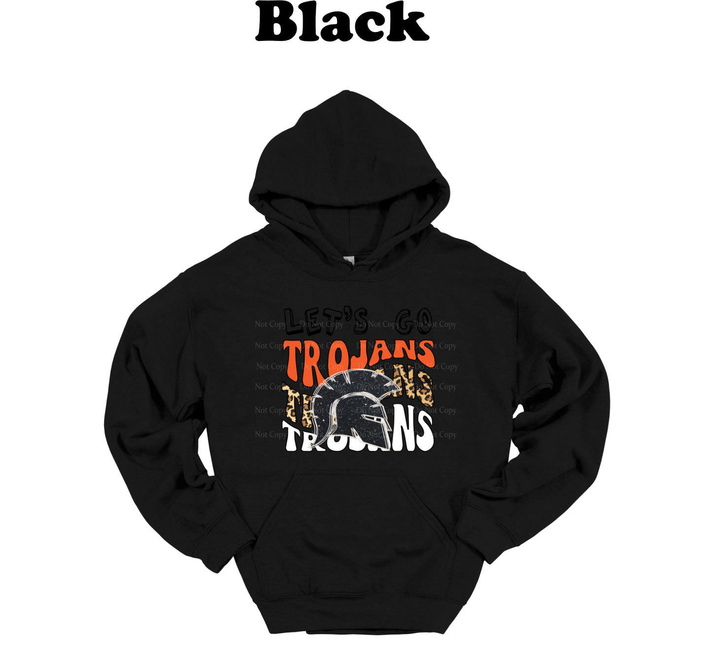 Let's Go Trojans School Spirit Leopard print Hooded Sweatshirt