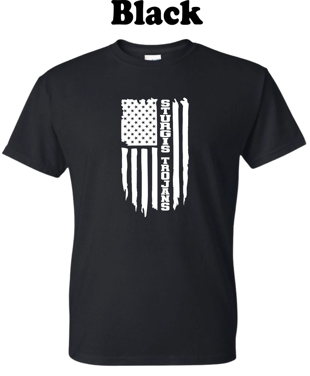 Sturgis Trojans White American Flag Tee