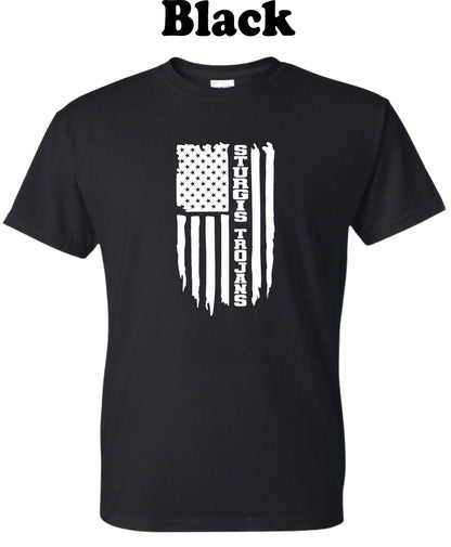 Sturgis Trojans White American Flag Tee