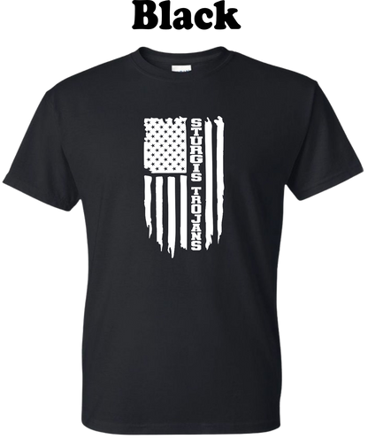 Sturgis Trojans White American Flag Tee